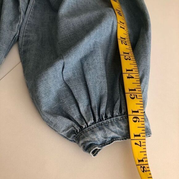 Levi’s Denim Chambray Blue, Mirabelle Dolman Sleeve, Coastal Grandma Top Size S - Picture 11 of 12